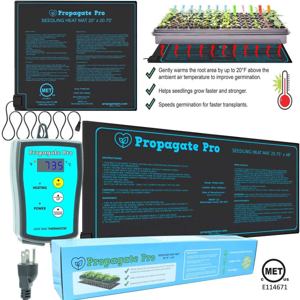 Propagate Pro Seedling Heat Mat Multi Size One Two or Four 1020 Trays Thermostat