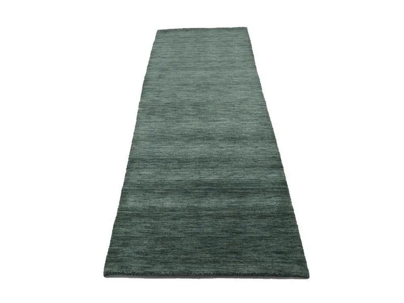 Dark Green Solid Design Hand-Loomed 3X8 Gabbeh Wool Runner Rug Oriental Carpet gallery