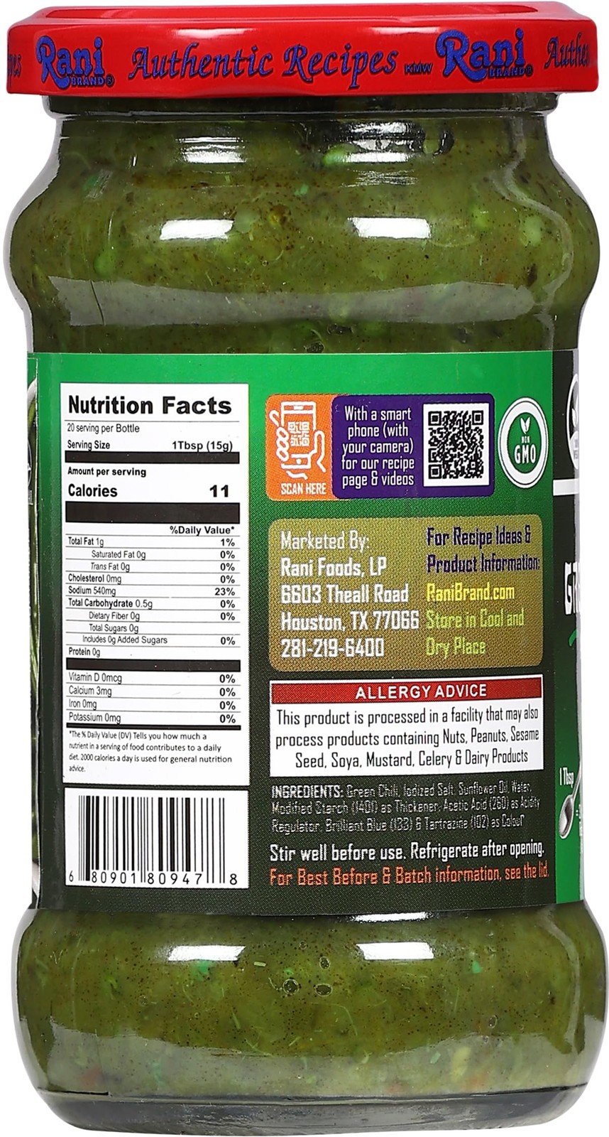 Rani Green Chilli Cooking Paste 10.58oz (300g) Glass Jar gallery