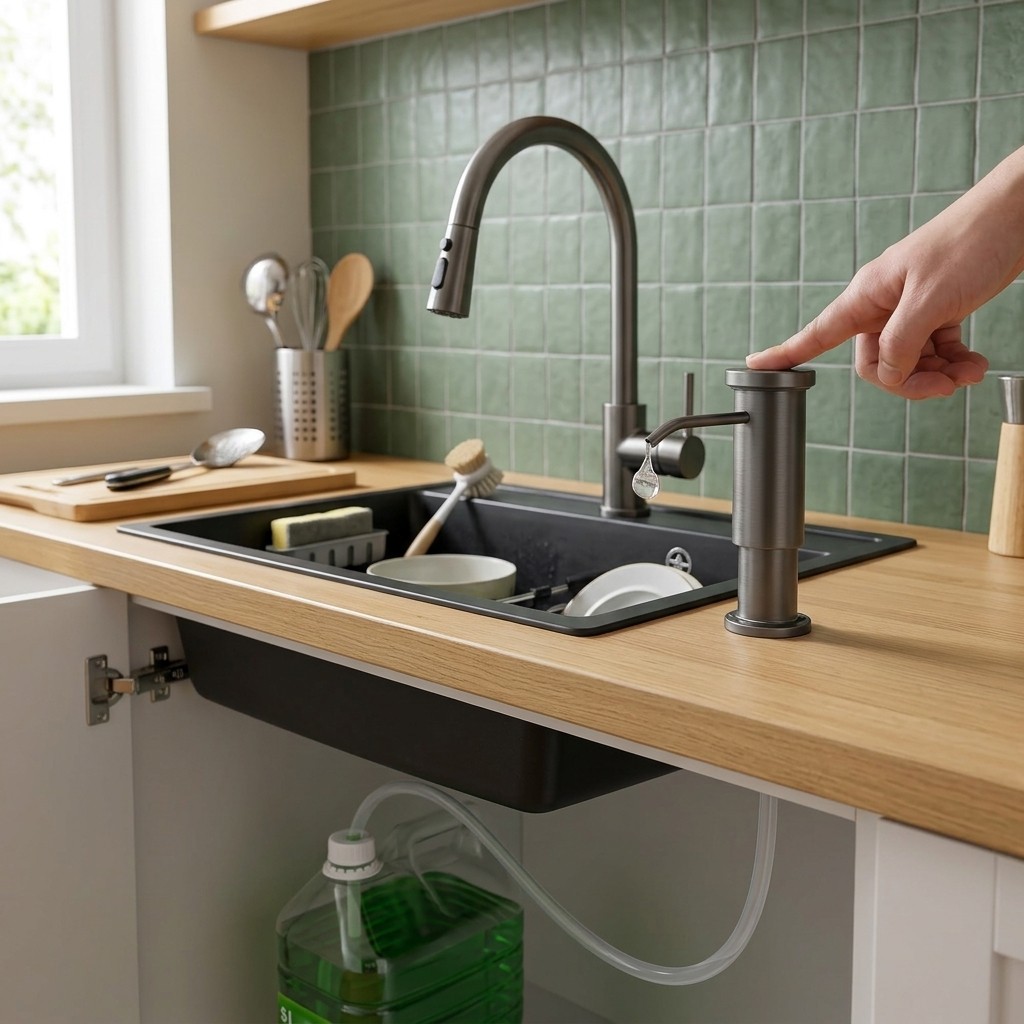 Gun Gray Soap Dispenser Pump with 1m Extension Tube Kitchen Sink Accessory gallery