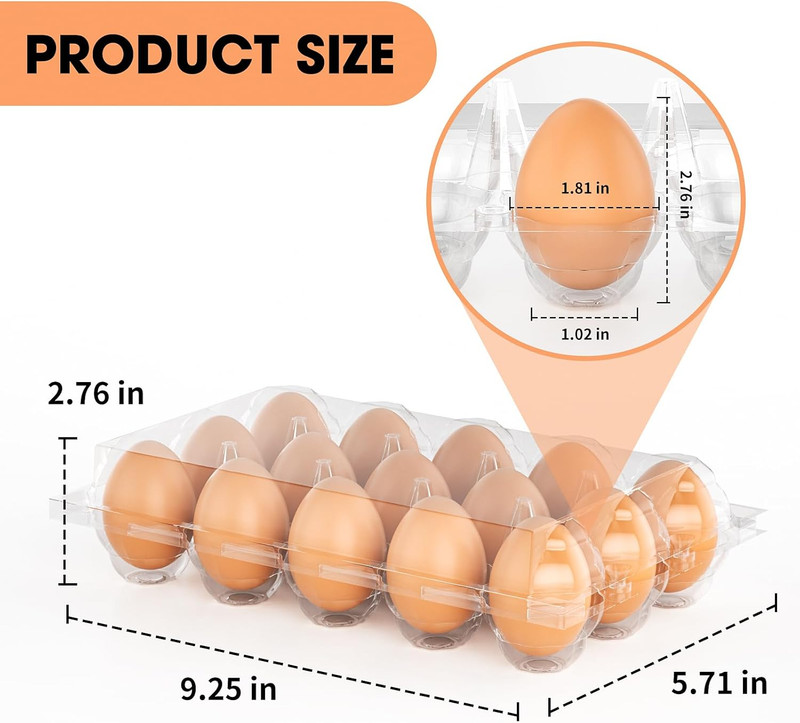 100 Pack Egg Cartons Cheap Bulk 12 Count Clear Plastic Egg Containers for Chicke gallery