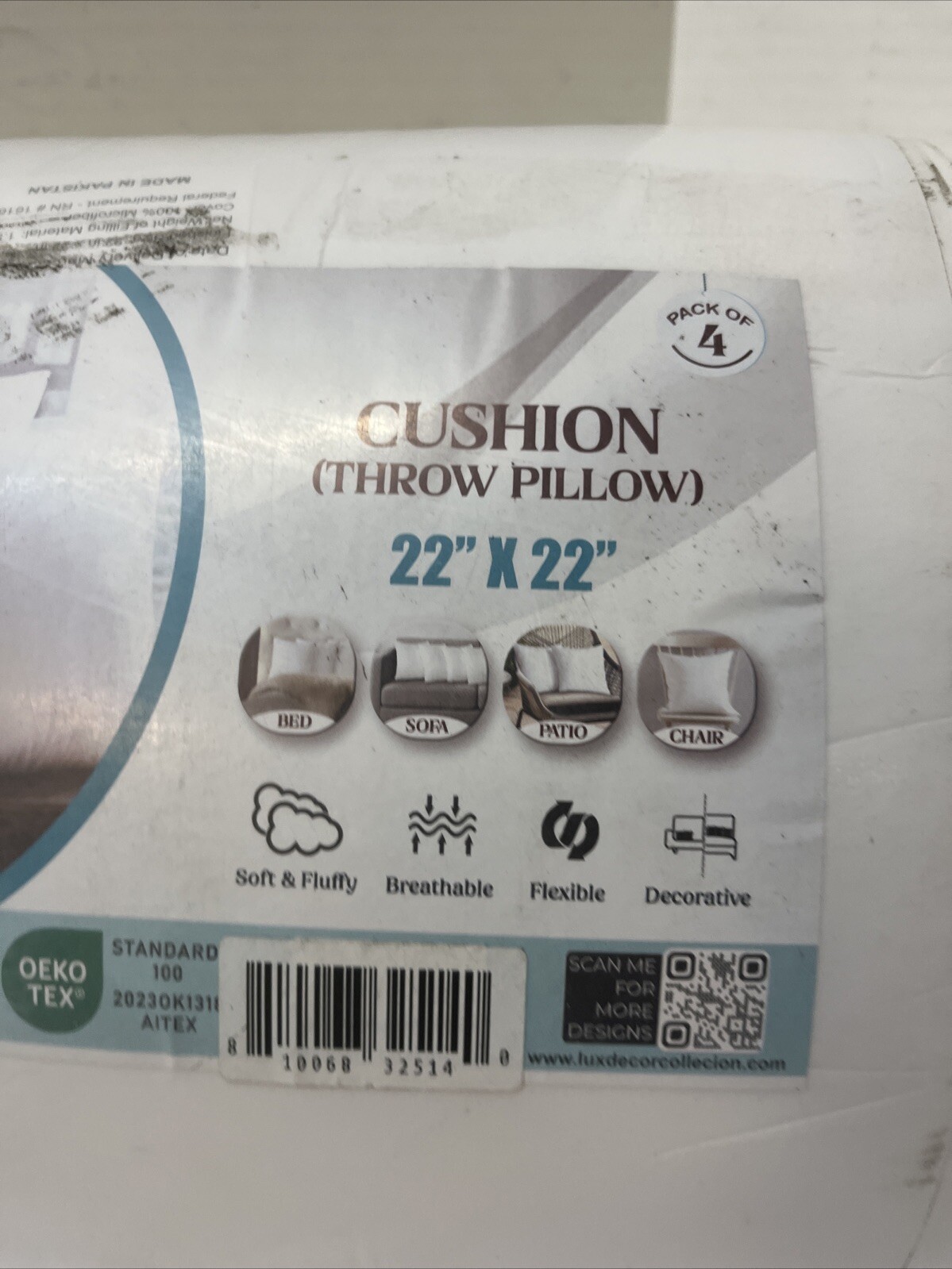 Lux Decor Collection White Throw Pillows 22”x22” Pack Of 4 gallery