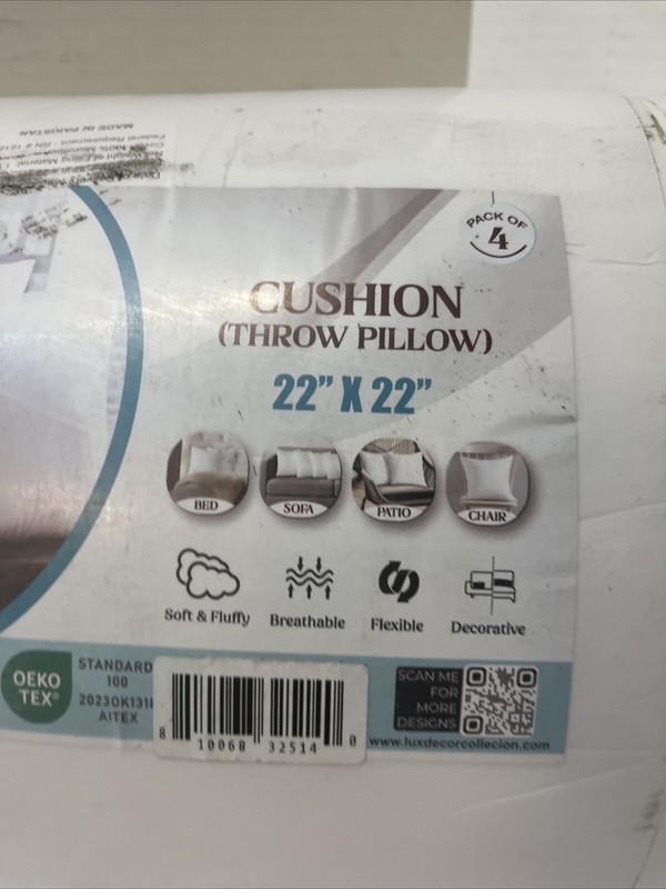 Lux Decor Collection White Throw Pillows 22”x22” Pack Of 4 gallery