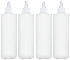 4 Pack 16oz Condiment Squeeze Bottles Leak Proof for Sauce Oil Crafts BPA Free