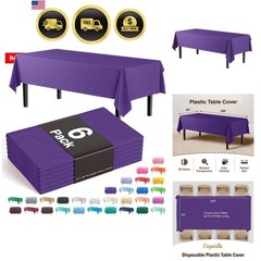 Exquisite 6-Pack Plastic Tablecloth 54in. x 108in. Rectangle Plastic Table C…
