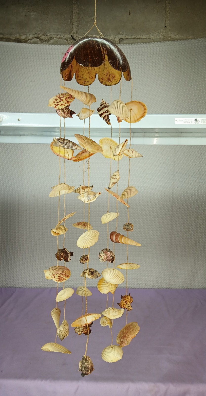 VINTAGE MCM BOHO CHIC HAND CRAFTED 33" HANGING SEASHELL WIND CHIME MOBILE FR SHP gallery