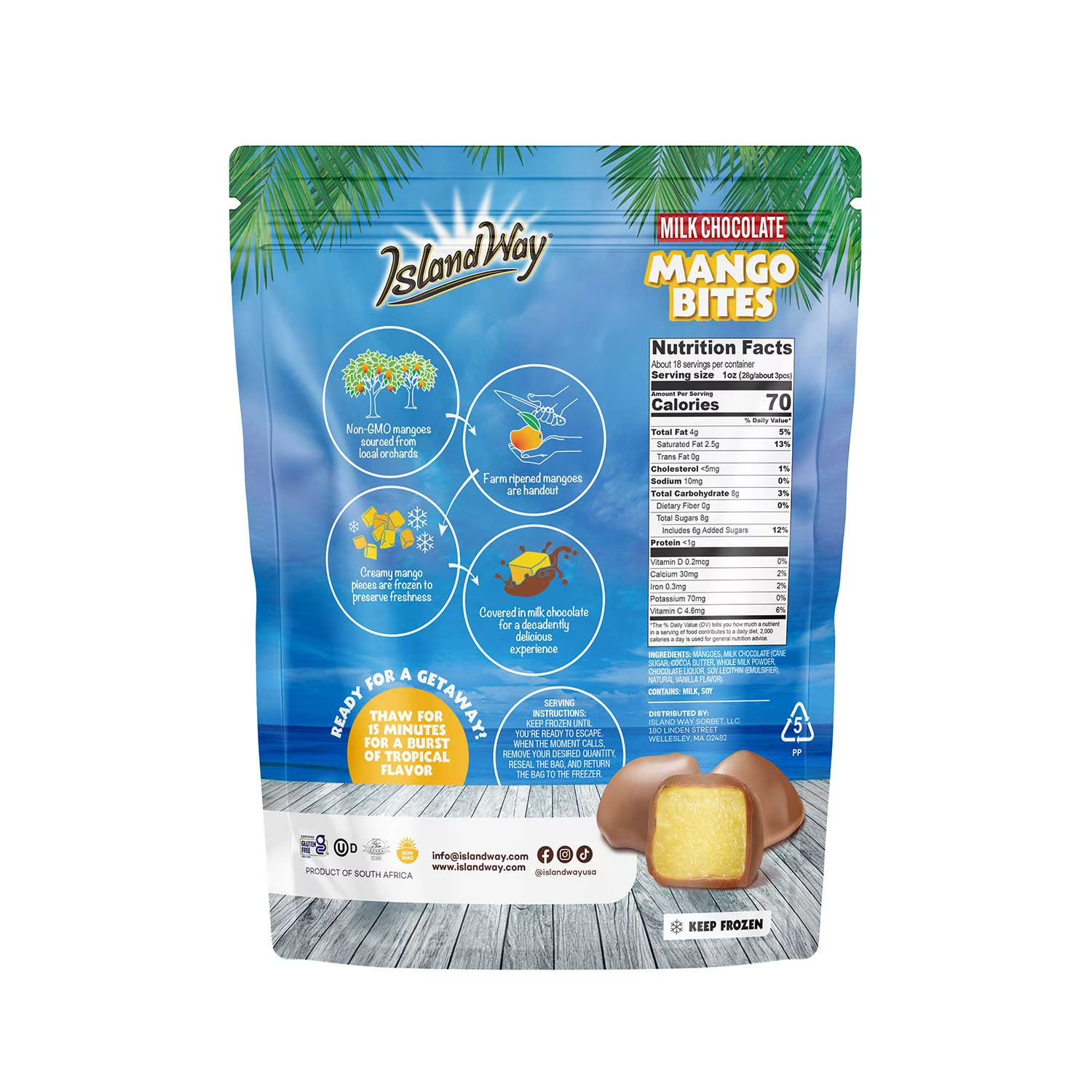 Island Way Milk Chocolate Covered Mango Bites 18oz Resealable Bag Frozen Premium gallery