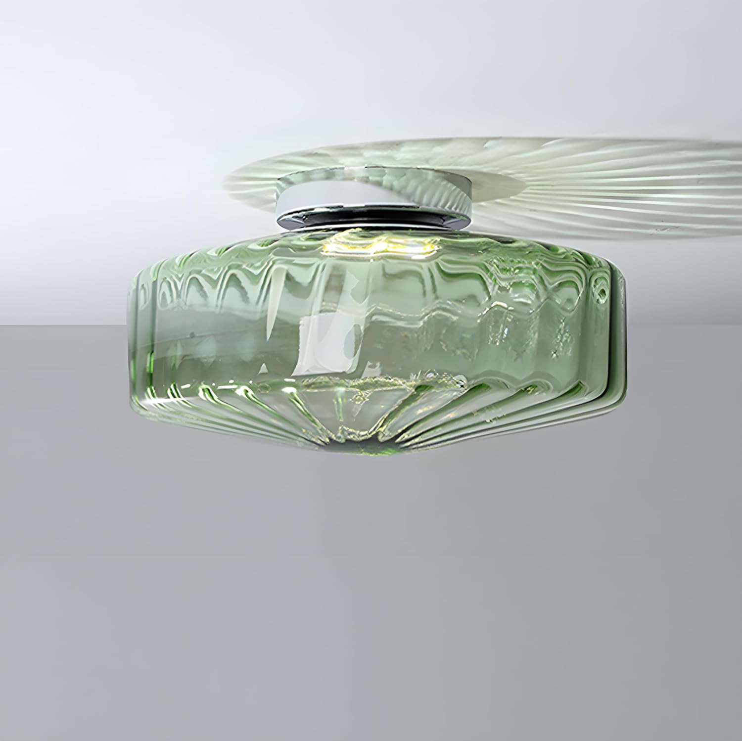 -Modern Green Ceiling Light Fixture Vintage Glass Flush Mount Ceiling Light Farm gallery
