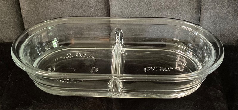 Pyrex Tempered Glass Divided Dish 2 cup NO LID gallery