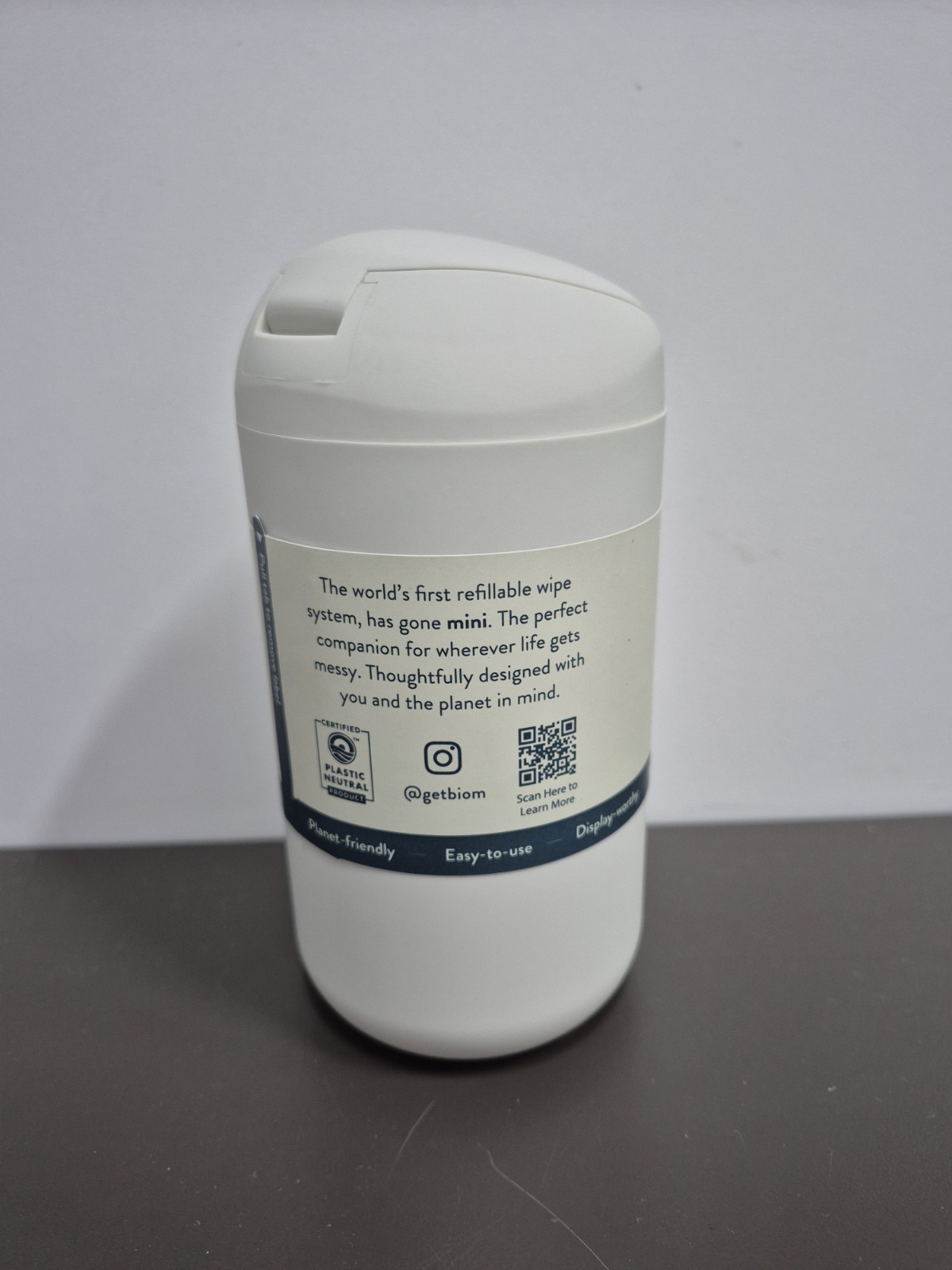 NEW Mini Biom Refillable Wipe Dispenser Tan BPA Free Magnetic Lid Earth Friendly gallery
