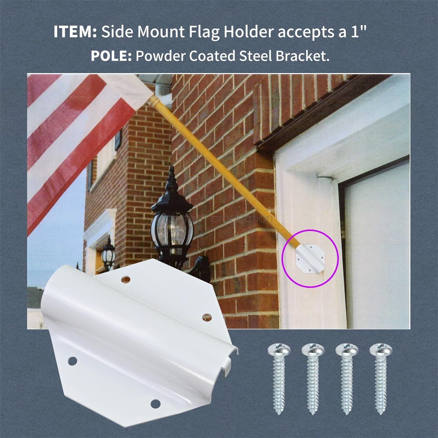 Side Mount Flag Holder Steel Side Mount Wall Mount Bracket with Screws gallery