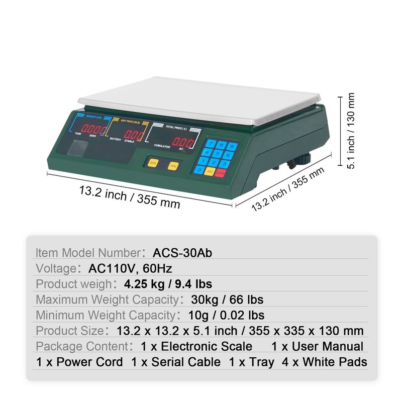 Electronic Price Computing Scale, 66 LB Digital Deli Weight Scales, LED Digital gallery