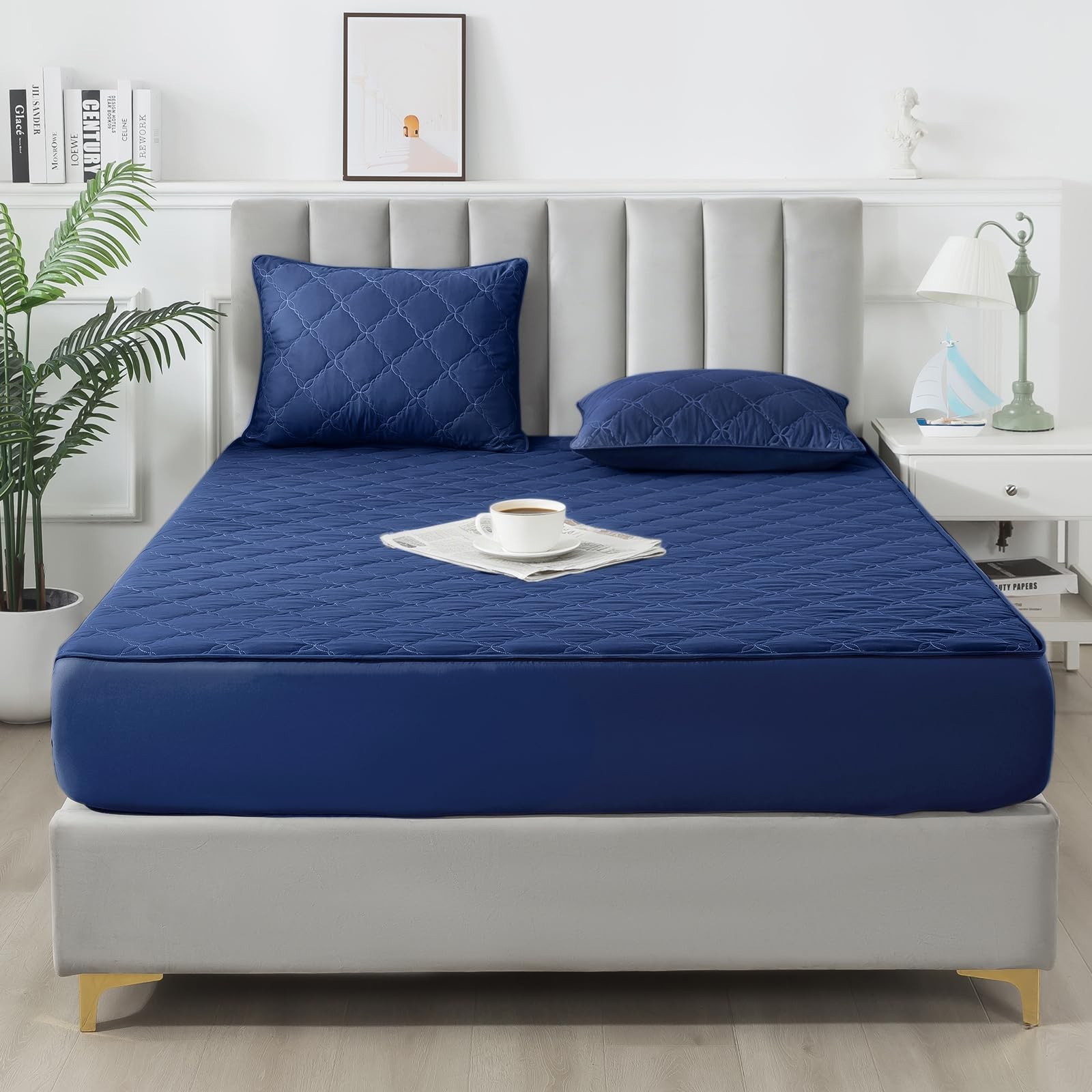 Waterproof Mattress Protector - King Size Mattress Pad Silent & Fitted Sheet ... gallery