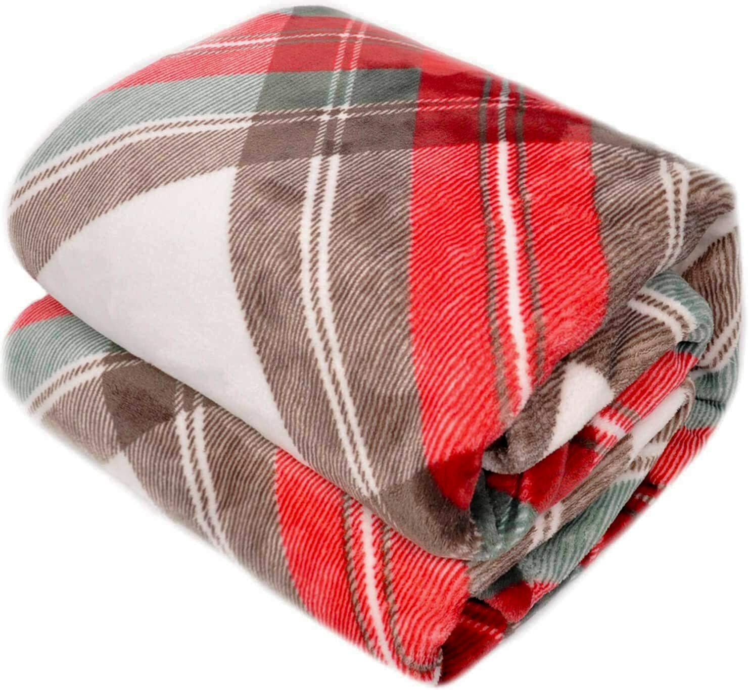 Throw Sherpa Flannel Fleece Blanket Extra Soft Reversible 50×60 Plush Fabric Red gallery