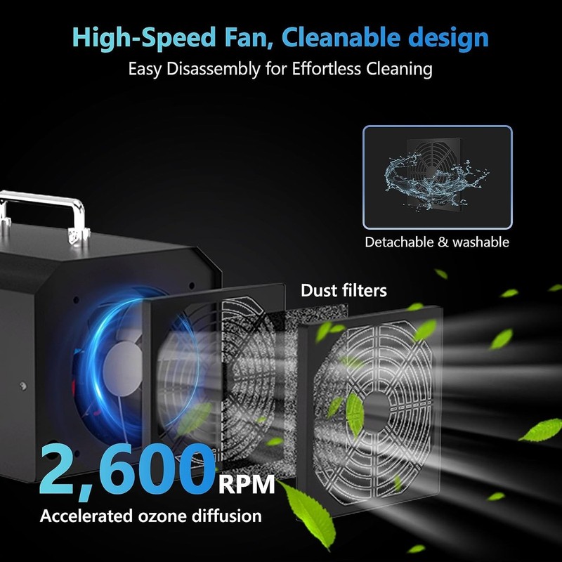 High-Efficiency Ozone Machine: 90,000mg/h Output for Safe Odor Removal - Black gallery