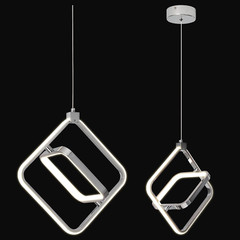Modern LED Chandelier Chrome Rectangular Pendant Light Fixtures 4000K 20W Dimmab