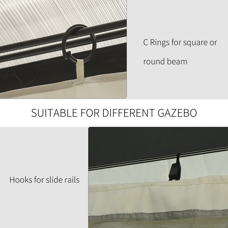 10'x13' Universal Gazebo Sidewall Replacement Curtain 4 Panels 48 Hooks/C-Rings gallery