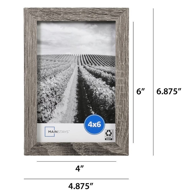 4 Pack 6x4 Picture Frame Set Rustic Gray Linear Design Tabletop and Wall Photo gallery