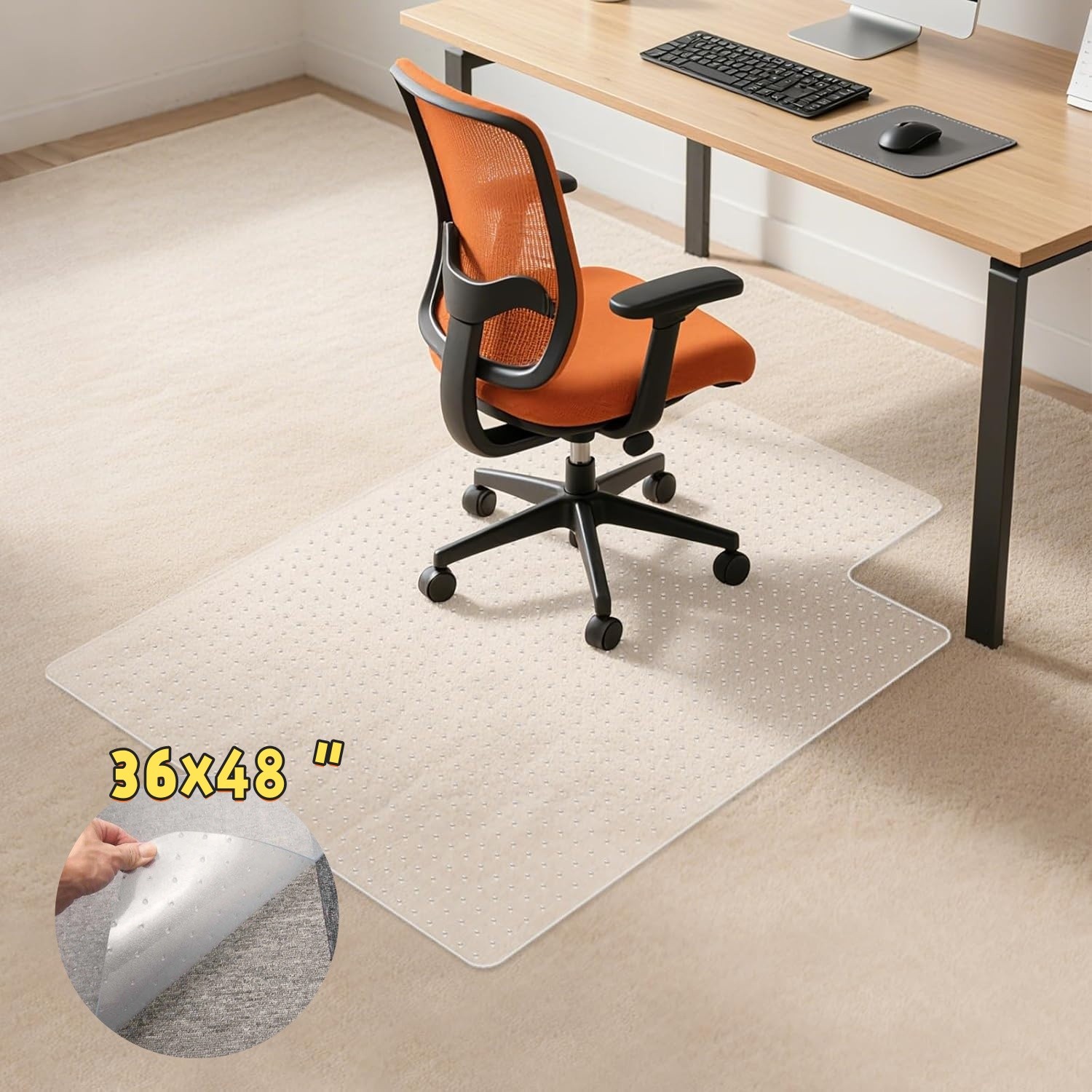36"x48” Office Chair Mat Computer Desk Chair Mat for Carpet Floor w/Extended Lip gallery