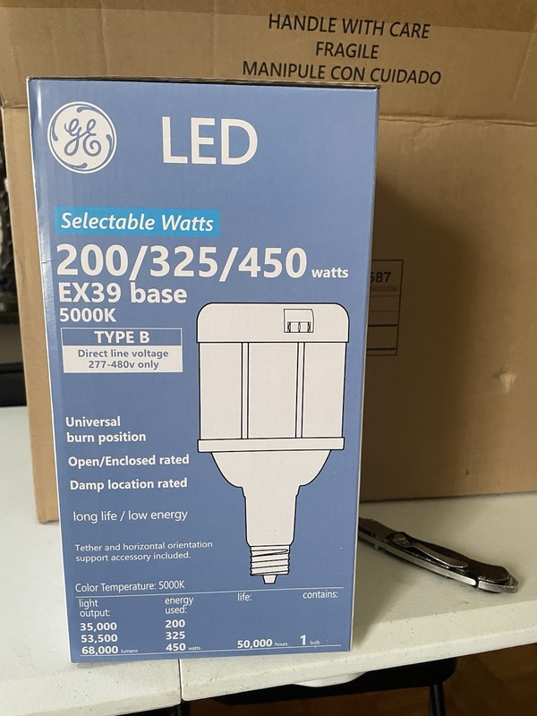 LED LAMP Adjustable watt - 277/325/480 watts Mogul Screw (EX39) Base -5000K temp gallery