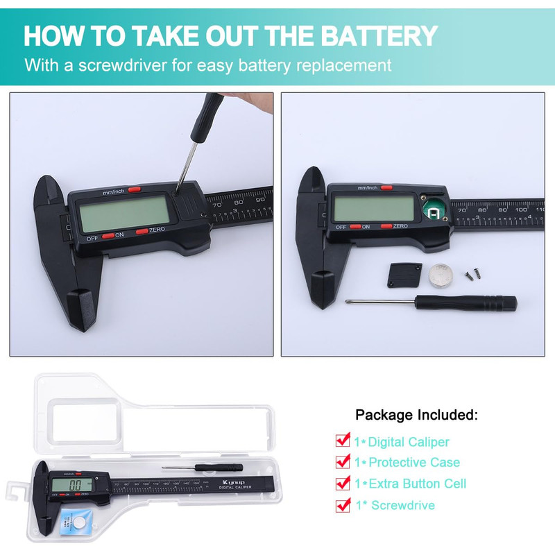 Kynup Digital Caliper, Caliper Measuring Tool with LCD Screen, Electronic Microm gallery