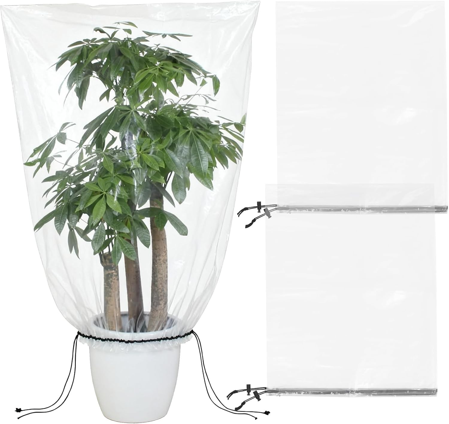 2 Pcs Winter Plant Covers Freeze Protection W/ Drawstring 31.5"x39.4" Clear gallery