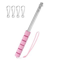 3.94Ft/1.2M Telescopic Flag Pole with Clips Pink