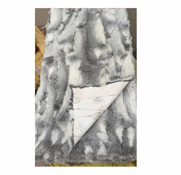 Real Rabbit Fur Natural Patchwork Blanket Carpet Rug Throw DIY Material Fur Raw gallery