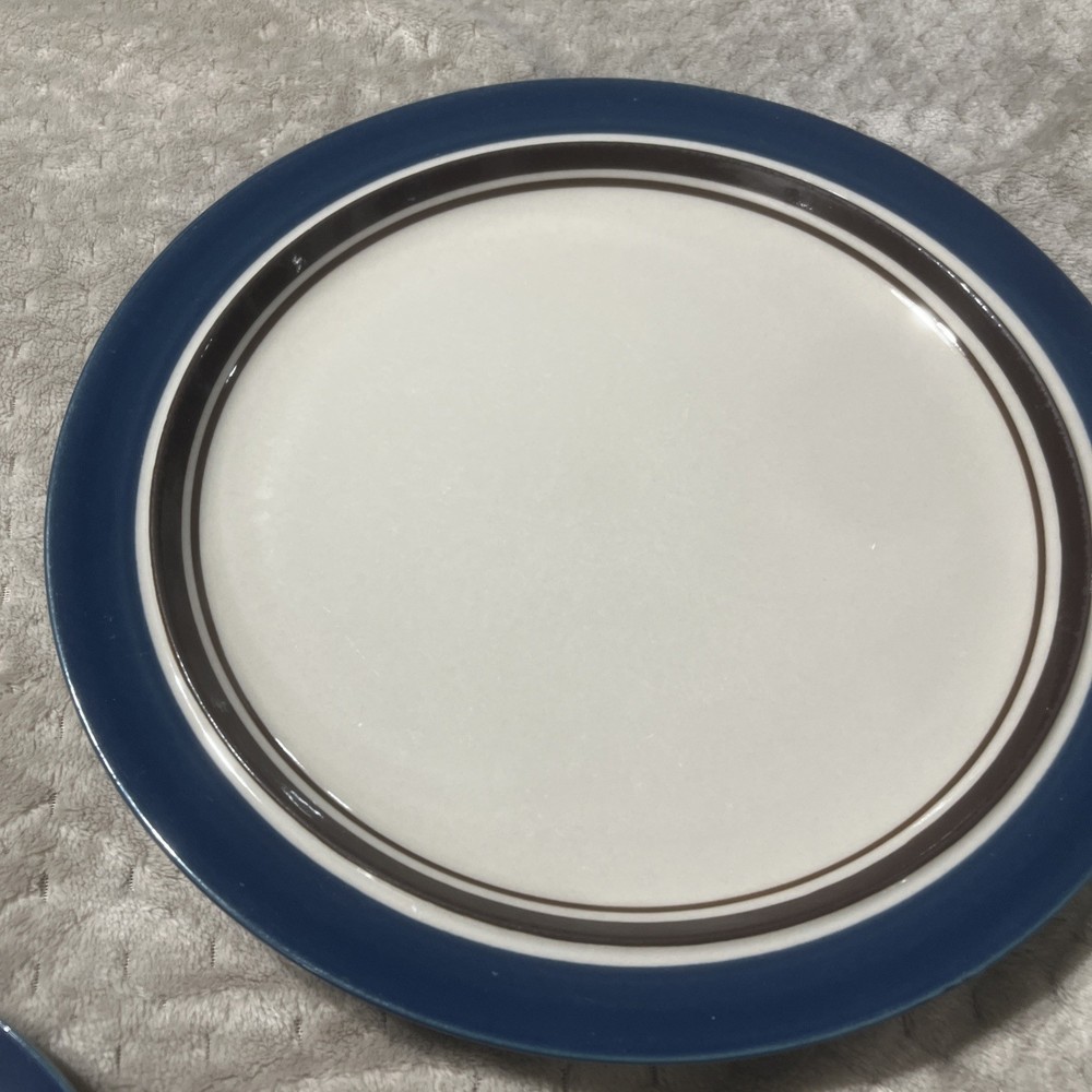 Sango Carousel Stoneware 802 Blue Brown 10 1/2" Dinner Plate Oven safe Japan