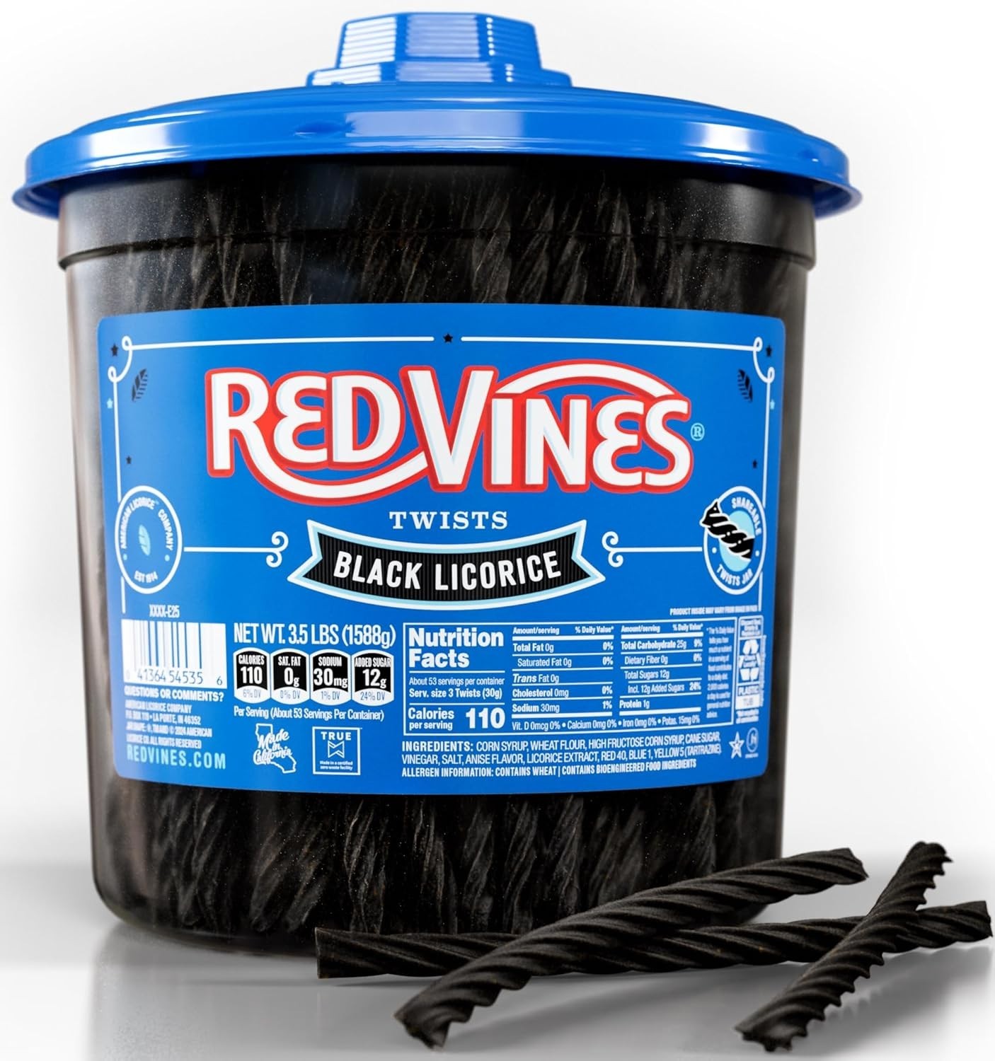 Red Vines Black Licorice Candy Black Licorice Soft Chewy Candy Twists 3.5 Lb Jar gallery