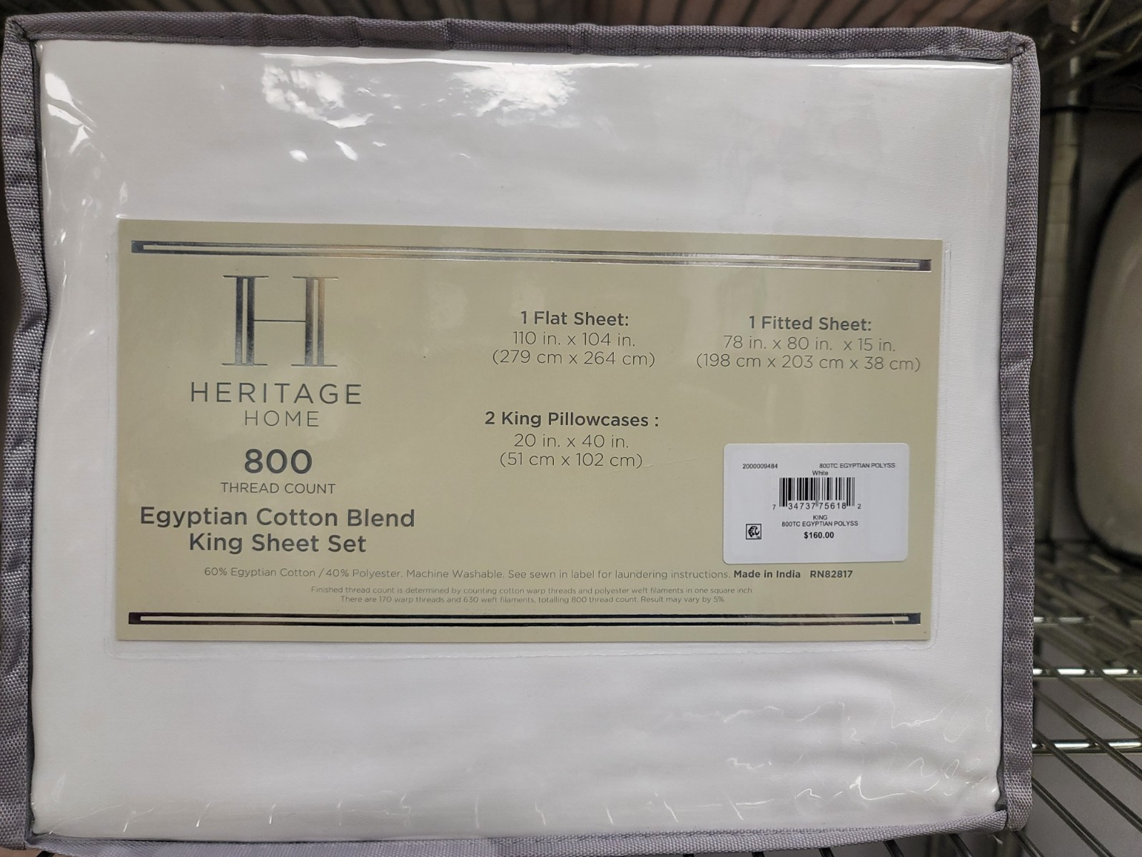 Heritage Home 800 Thread Count Cotton Blend & Polyester KING Sheet Set White gallery
