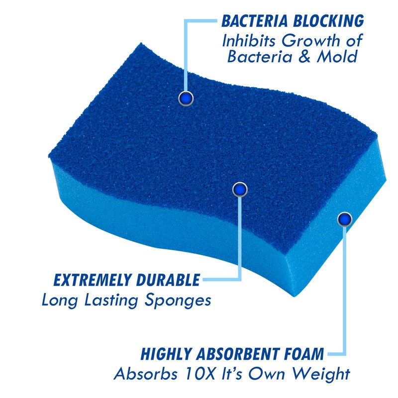 Elitra Antimicrobial Non-Scratch Scrubber Cleaning Sponge, Blue - 24 Pack - gallery