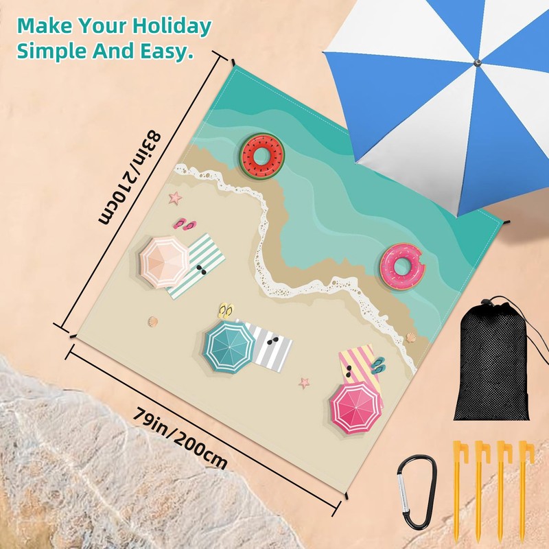 Beach Blanket Waterproof Sandproof Oversized Beach Mat for Beach Travel Camping gallery