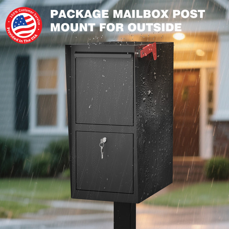 Curbside Locking Mailbox for Packages, Street Large Mailbox Post Mount - Black gallery