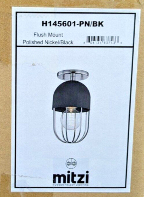 MITZI "HALEY" FLUSH MOUNT LIGHT FIXTURE IN POLISHED NICKEL & BLACK H145601PN/BK gallery