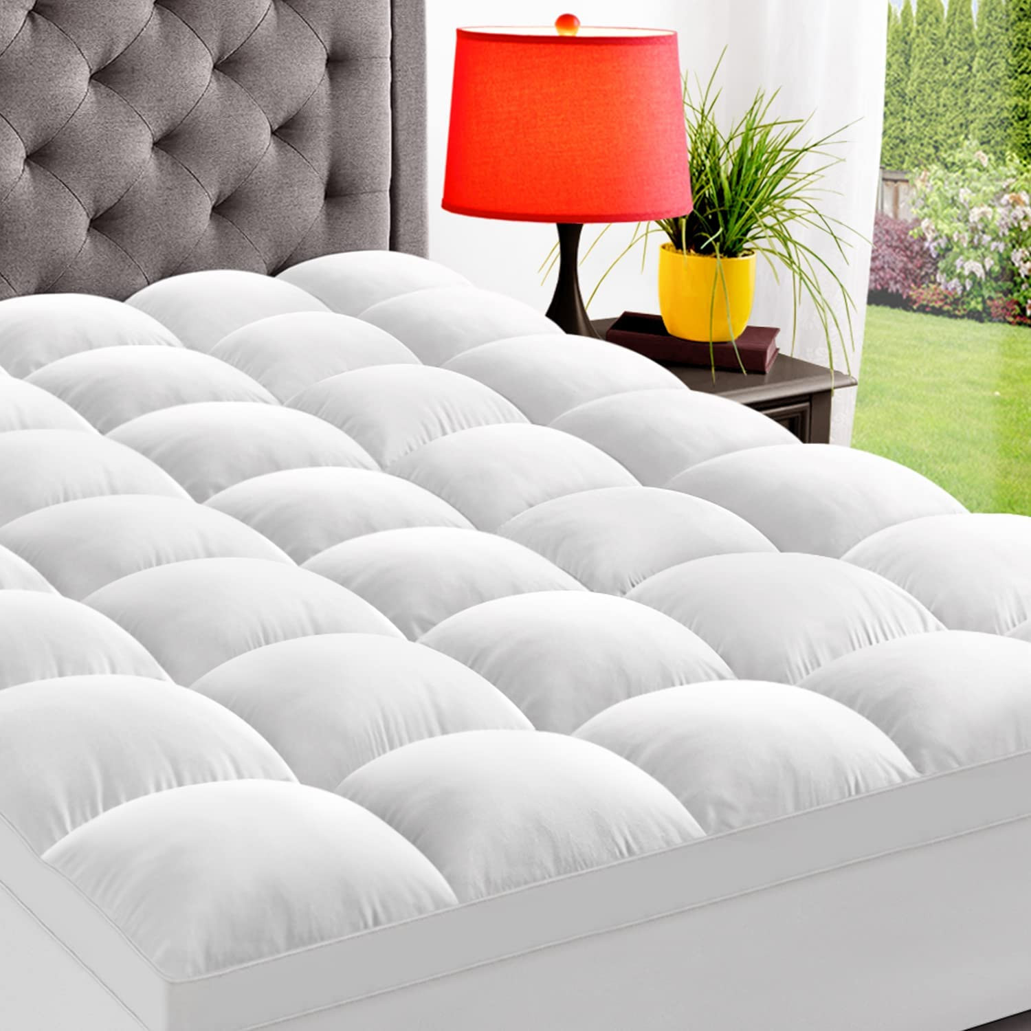 RV Short Queen Mattress Topper for Back Pain, Extra Thick Mattress Pad Cover, Pl gallery
