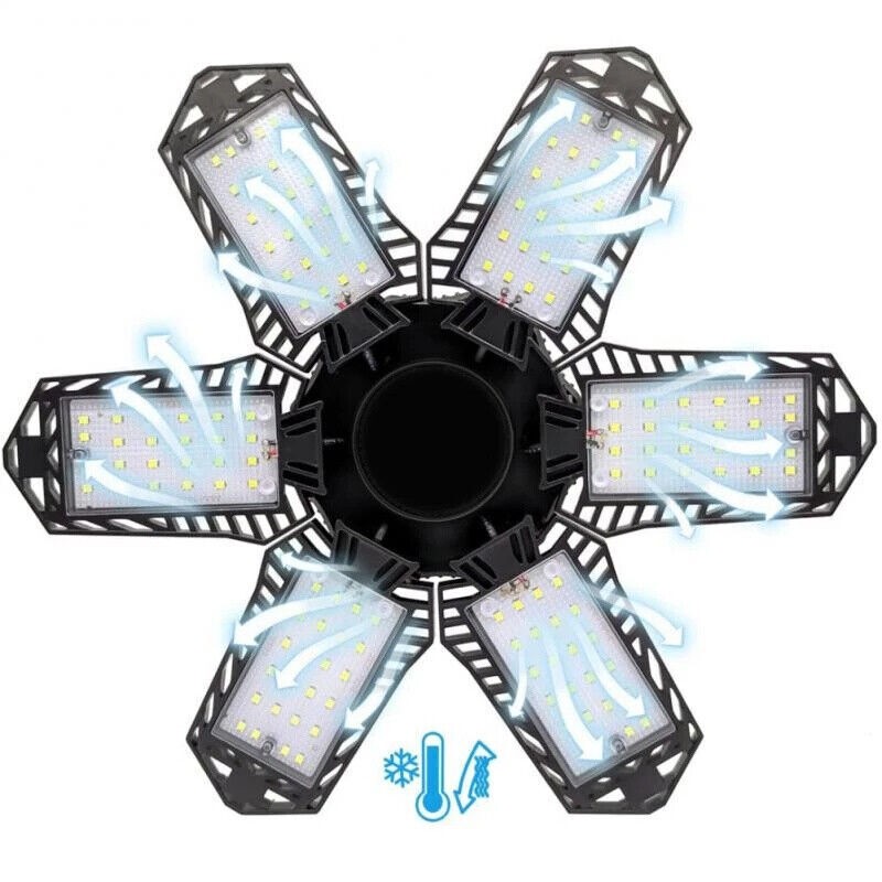 4 Pack 600W Garage Light LED Bulb Bright 6+1Deformable Panels Work Shop Ceiling gallery