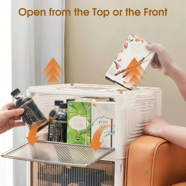 Multiuse Foldable Storage Cabinet Rolling Wheeled Container Living Room Bathroom gallery