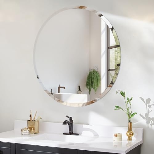 Round Bathroom Mirror, 18 inch Round Frameless Mirror,Frameless 18"L x 18"W gallery