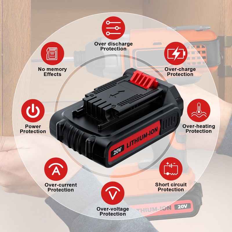 20V Replacement for Black + Decker 20 Volt MAX Lithium LBXR20 Battery / Charger gallery