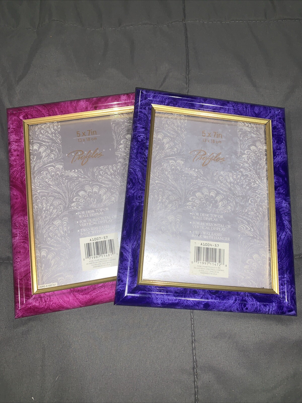 Retro Marbled Pink & Purple 5”x7” Portrait Or Landscape Photo Frame Plastic gallery