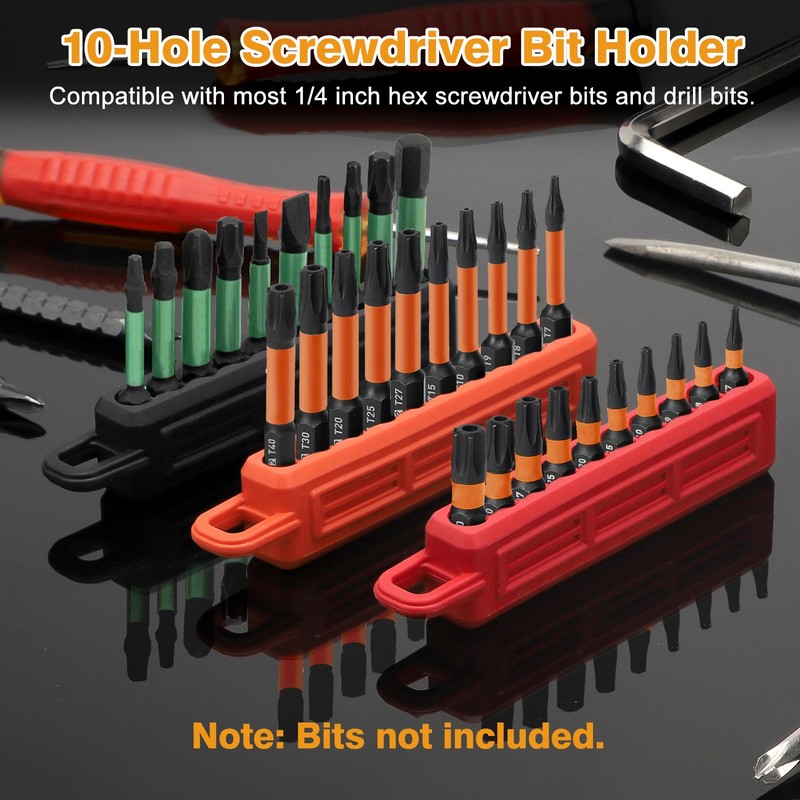 3pcs 1/4" Hex Screwdriver Bit Organizer Holder with Carabiner 10-Hole Bit Holder gallery