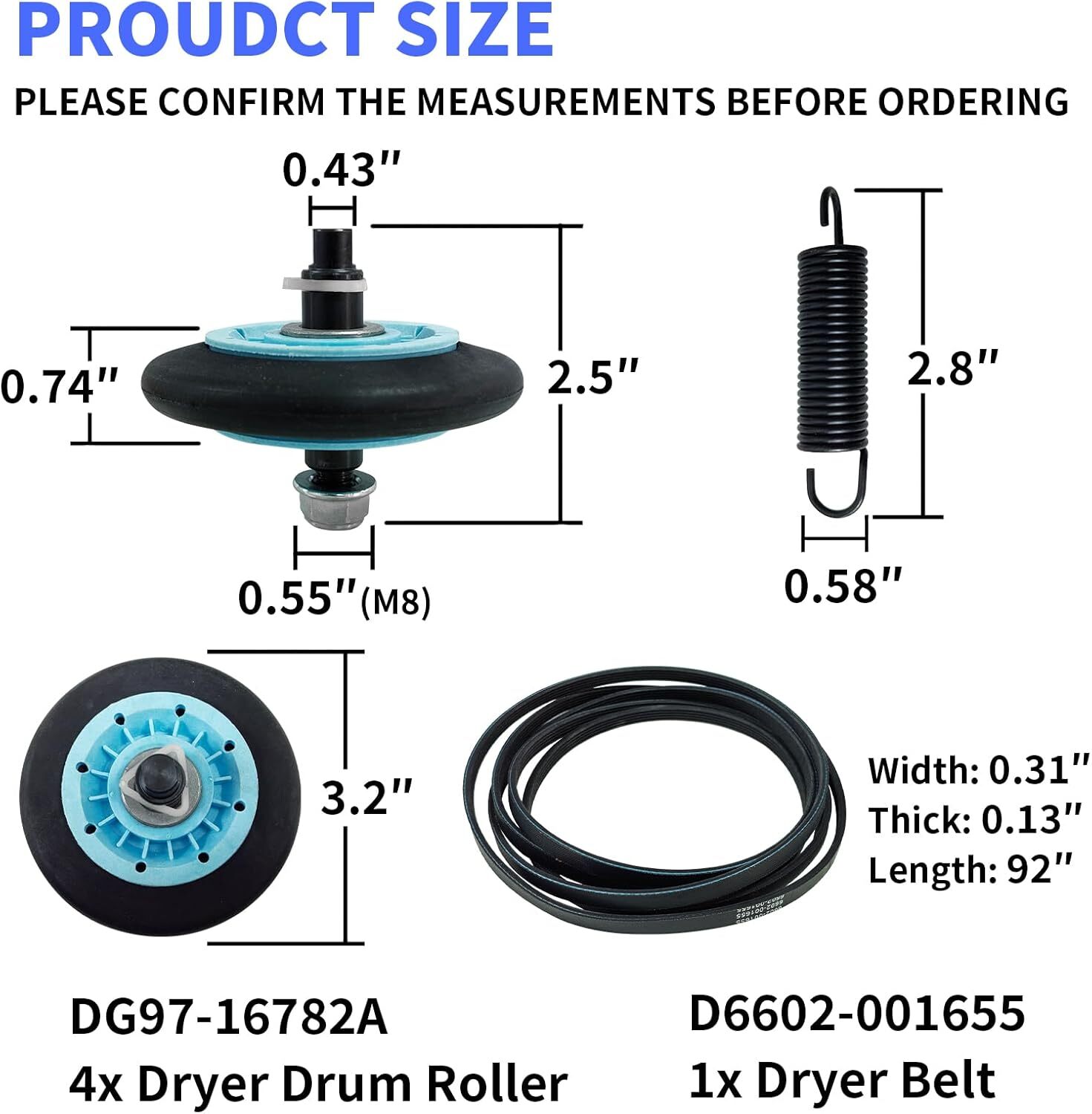 Dryer Repair Kit For SamSung DV48H7400EW/A2 DV50K8600EV/A3 DV42H5000GW/A3 + More gallery