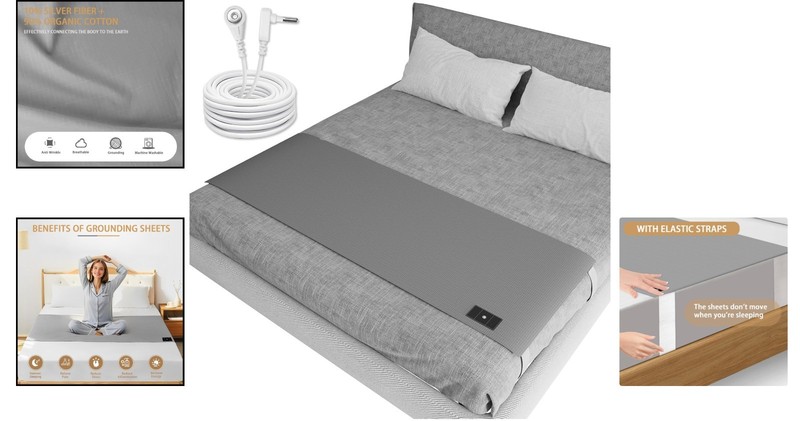 Grounding Bed Sheets with 10% Silver Fiber for Queen Size - Safe Sleep Solution gallery