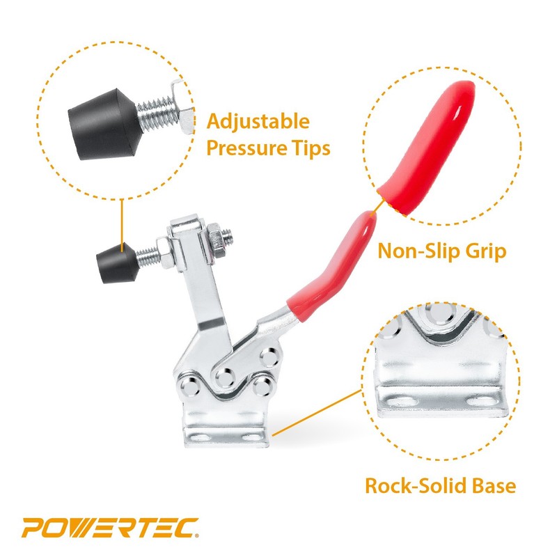 POWERTEC Horizontal Quick-Release Toggle Clamp, 500 lbs 225D - 10PK (20331) gallery