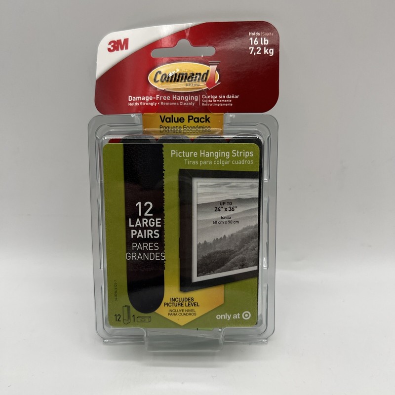 3M Command Strips 12 Large Picture Poster Hanging Black Includes Level 4 Pack gallery