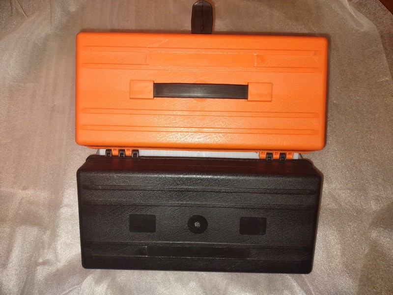 Tool Box 2 slots 1 bottom slots and clamp lock. Orange black color Tool Box. gallery