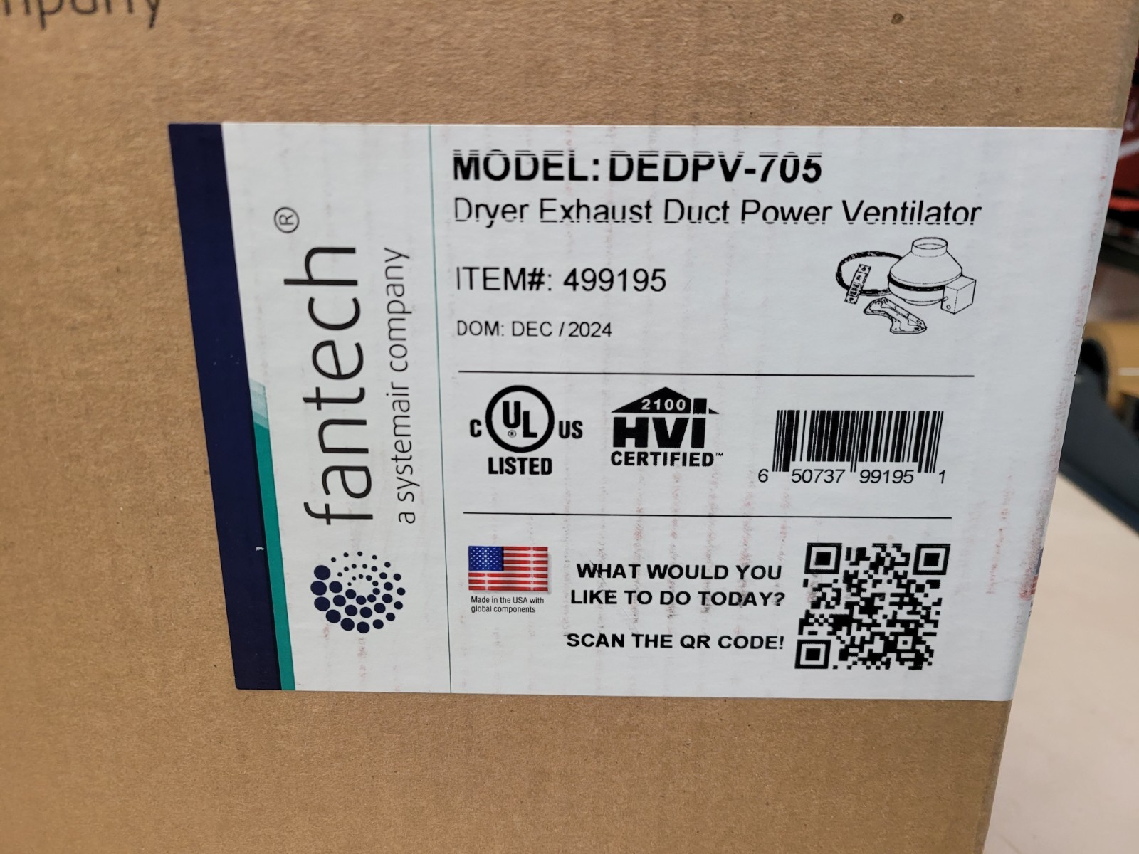 NEW Fantech DEDPV-705 Dryer Boosting Kit Exhaust Duct Power Ventilator 499195 gallery