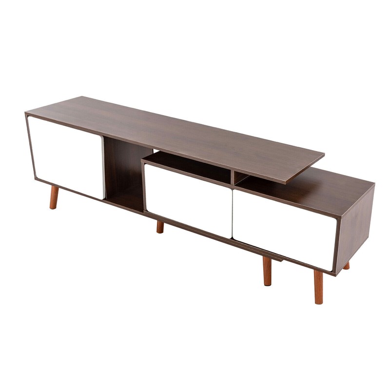 Large-capacity TV Stand Adjustable Shelves With 3 Compartments White, Walnut gallery