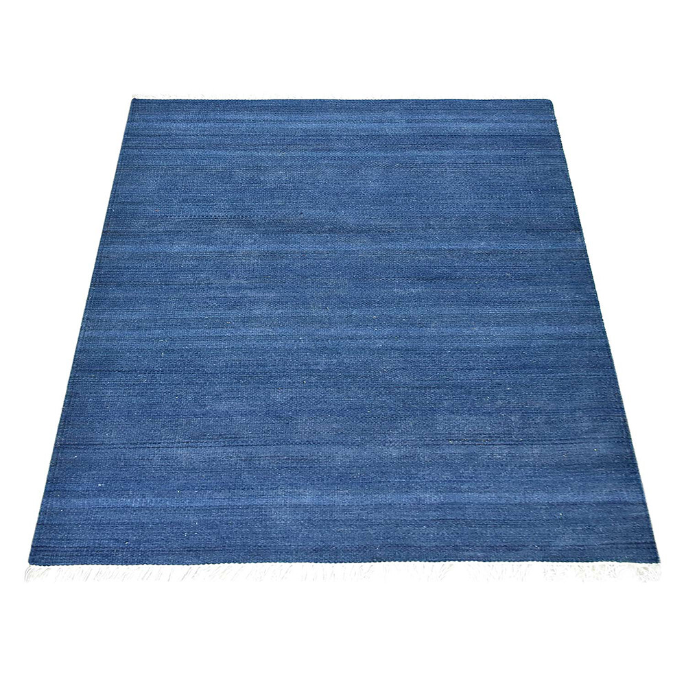 Hand Woven Flat Weave Kilim Wool Area Rug Solid Blue BBH Homes BBD00111 gallery